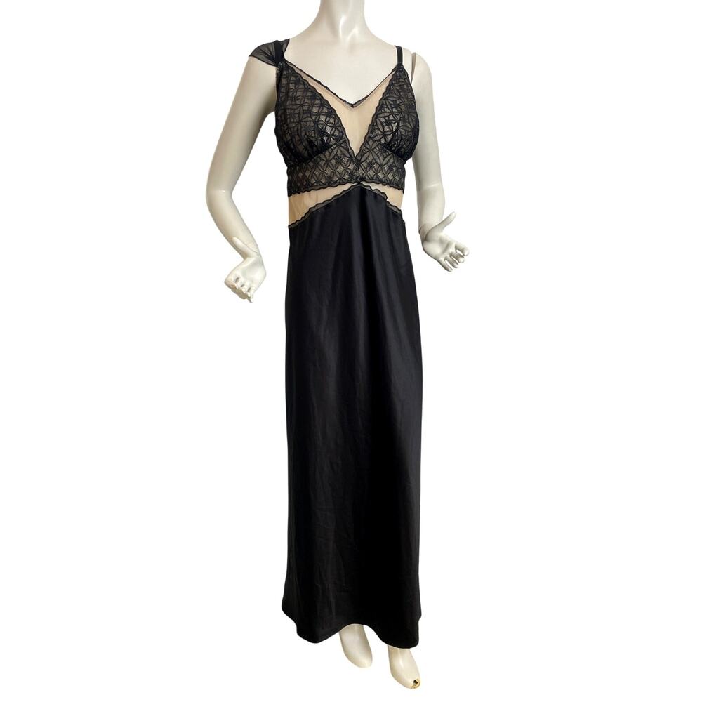 Sophie Theallet Cacique Women's Dress Size 18 Slip Dress Black Lace Sheer Gown